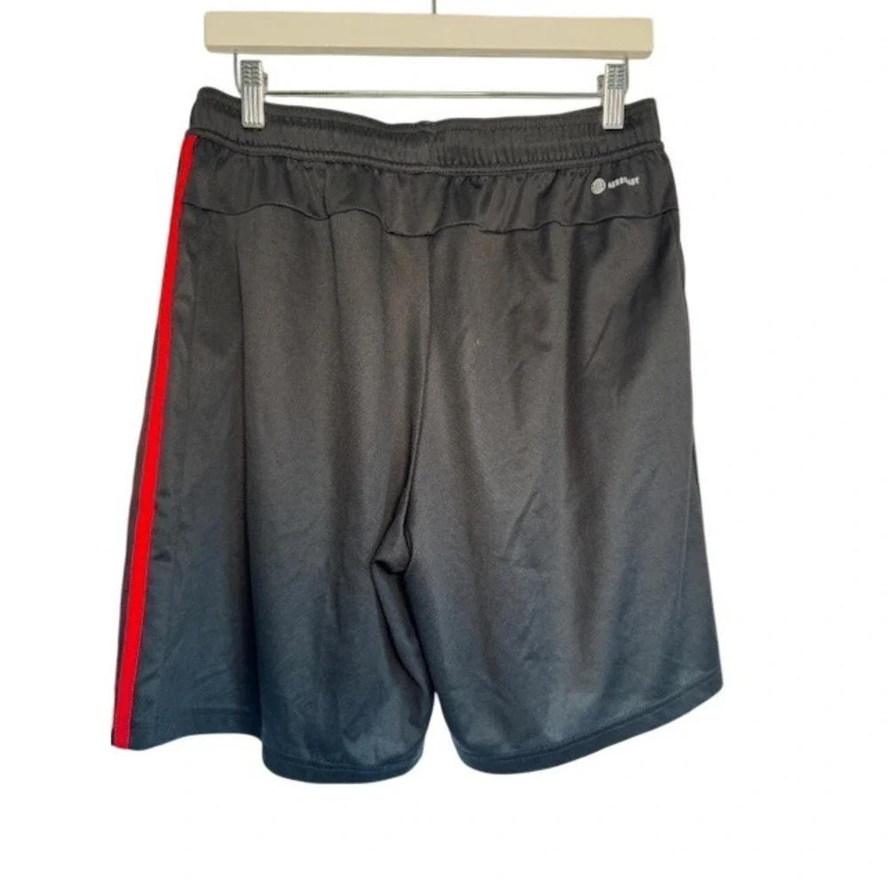 Adidas Mens Athletic Shorts Gray Red‎ Stripes Logo AEROREADY Size L